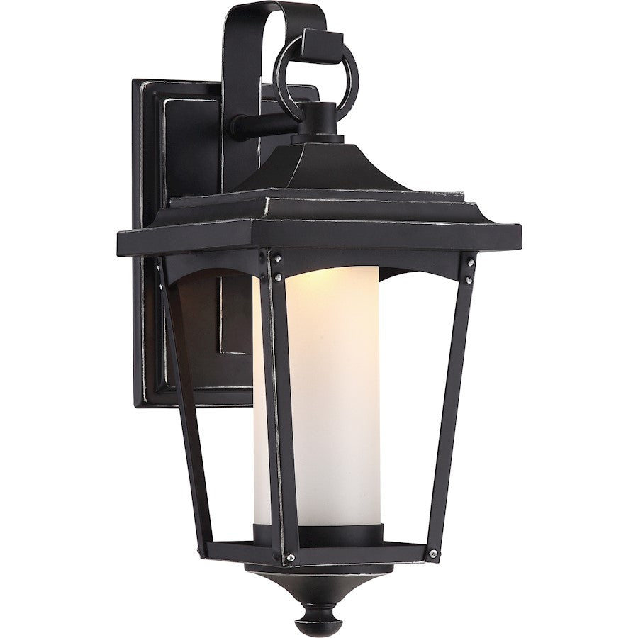 Nuvo Lighting Essex 14in 1-Light Outdoor Wall Sconce | Transitional Sterling Black | Covered Patio & Entryway | 6.5 x 7.75 x 14 in | Model 62-821