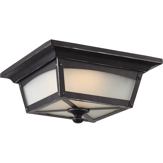 Nuvo Lighting Essex 11in 1-Light Outdoor Flush Mount | Modern Sterling Black LED | Covered Patio & Entryway | 11 x 11 x 5 in, 1430 Lumens | Model 62-823