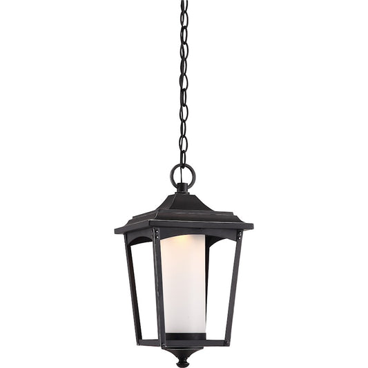 Nuvo Lighting Essex 8in 1-Light Outdoor Hanging Lantern | Industrial Sterling Black and 3000K LED | Kitchen Island & Covered Patio | 8 x 8 | Model 62-824