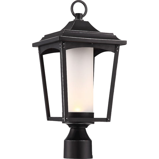 Nuvo Lighting Essex 18in 1-Light Outdoor Post Light | Modern Sterling Black Finish | Entryway & Garden Pathway | 8 x 8 x 18 in | Model 62-825