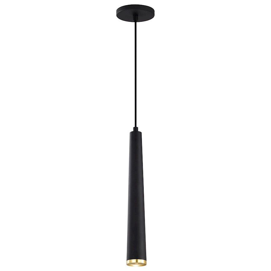 Nuvo Lighting Melrose 16in 1-Light LED Pendant | Contemporary Matte Black and Brushed Brass Aluminum with Clear Acrylic Lens | Kitchen | Model 62-828