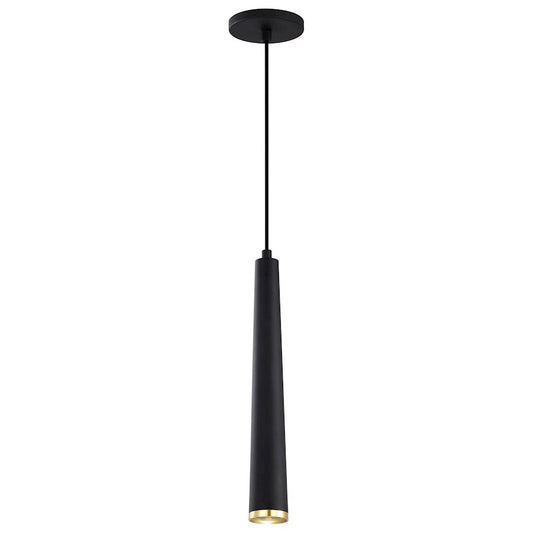 Nuvo Lighting Melrose 16in 1-Light LED Pendant | Contemporary Matte Black and Brushed Brass Aluminum with Clear Acrylic Lens | Kitchen | Model 62-828