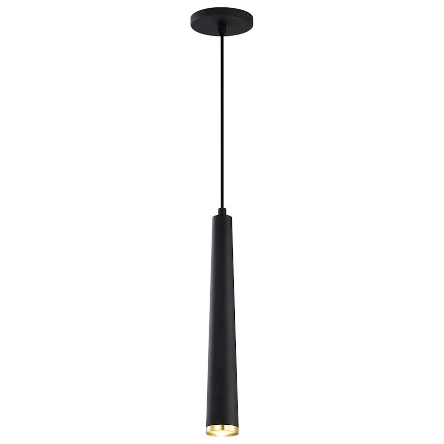 Nuvo Lighting Melrose 16in 1-Light LED Pendant | Contemporary Matte Black and Brushed Brass Aluminum with Clear Acrylic Lens | Kitchen | Model 62-828