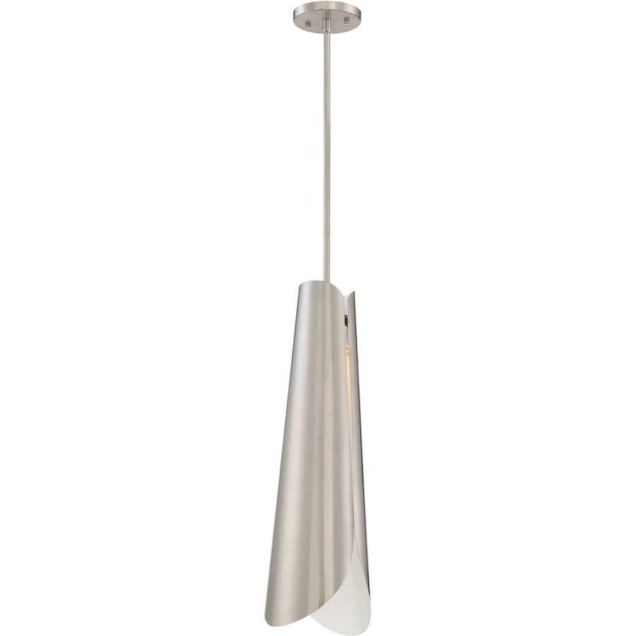 Nuvo Lighting Thorn 24in 1-Light LED Pendant | Brushed Nickel and White Accent Metal | Kitchen Island & Dining Room | 24 in H | Model 62-842