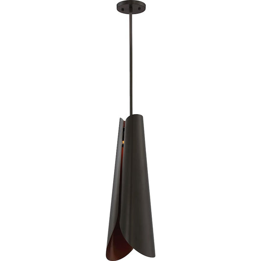 Nuvo Lighting Thorn 24in 1-Light LED Pendant | Industrial Bronze with Copper Accents | Kitchen Island & Dining Room | 24 in H, Dimmable | Model 62-847