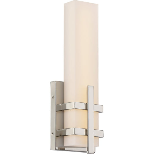Nuvo Lighting Grill 12in 1-Light LED Wall Sconce | Modern Polished Nickel | Bathroom & Hallway Accent | 1040 Lumens 3000K Dimmable | Model 62-871