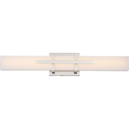 Nuvo Lighting Grill 24in 2-Light LED Wall Sconce | Modern Polished Nickel and White Acrylic | Bathroom Vanity & Hallway | 4 x 24 x 3 in | Model 62-872
