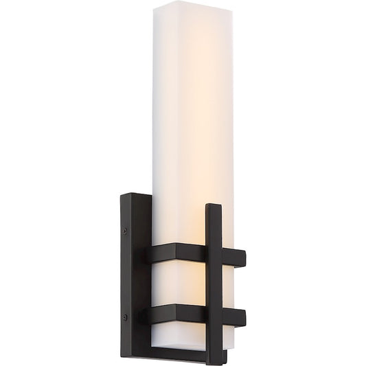 Nuvo Lighting Grill 12in 1-Light LED Wall Sconce | Industrial Aged Bronze | Indoor Hallway & Bathroom Accent | 1040 Lumens 3000K Dimmable | Model 62-873
