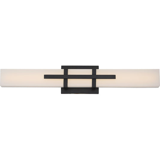 Nuvo Lighting Grill 24in 2-Light LED Wall Sconce | Industrial Aged Bronze Metal | Bathroom & Hallway Vanity Light | 4 x 24 x 3 in | Model 62-874
