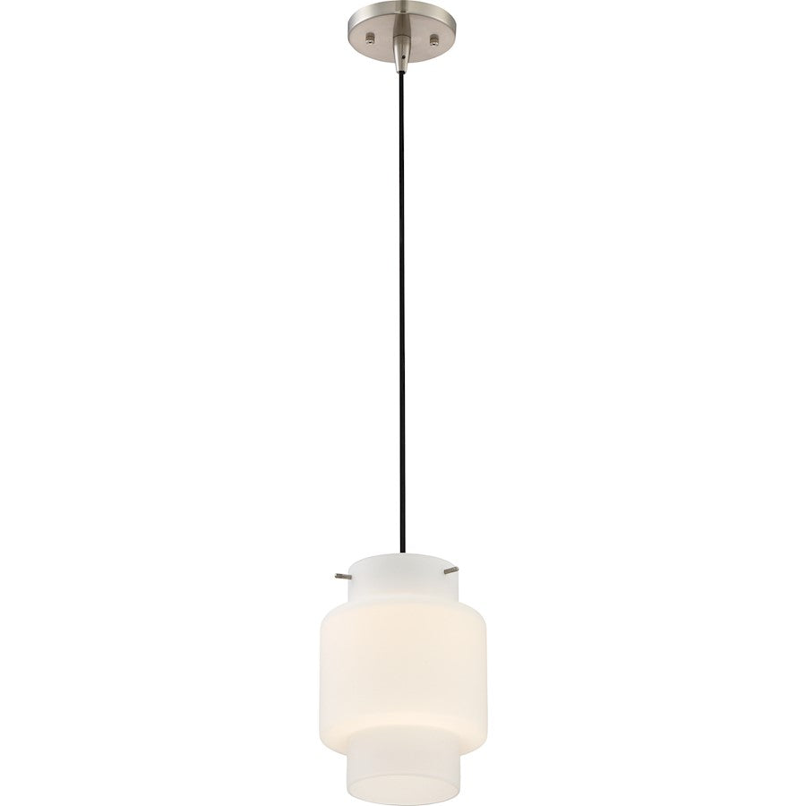 Nuvo Lighting Del 1-Light LED Mini Pendant | Modern Brushed Nickel | Kitchen Island & Dining Room | 950 Lumens, 3000K, Dimmable | Model 62-877