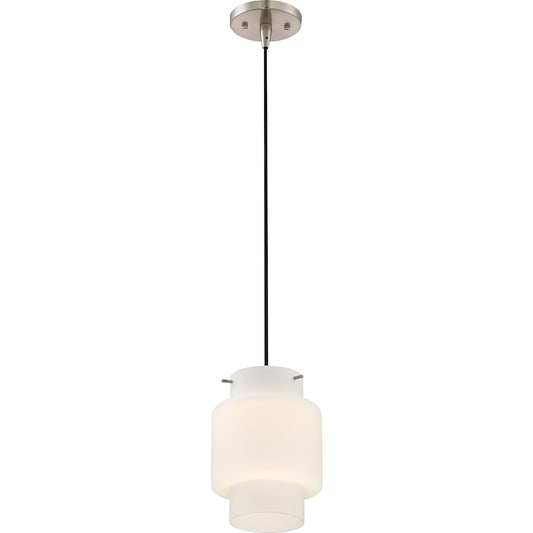 Nuvo Lighting Del 1-Light LED Mini Pendant | Modern Brushed Nickel | Kitchen Island & Dining Room | 950 Lumens, 3000K, Dimmable | Model 62-877