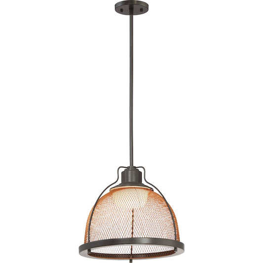 Nuvo Lighting Tex 1-Light LED Pendant | Industrial Dark Bronze and Copper Mesh | Kitchen Island & Dining Room | 1190 Lumens, 3000K | Model 62-887