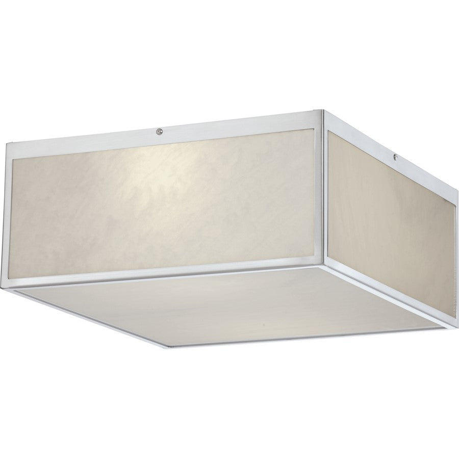 Nuvo Lighting Crate 14in 1-Light LED Flush Mount | Modern Brushed Nickel and White Acrylic | Hallway & Bathroom Ceiling Light | 14 x 14 x 6 | Model 62-891