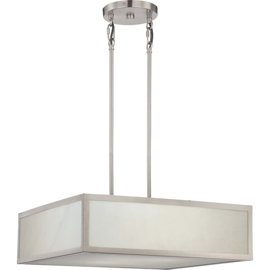 Nuvo Lighting Crate 20in 2-Light LED Pendant | Industrial Brushed Nickel Steel and White Acrylic Shade | Kitchen Island & Dining Room | 20 | Model 62-893