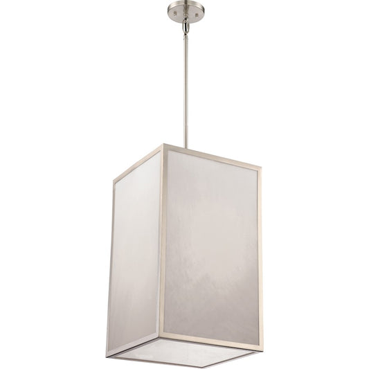 Nuvo Lighting Crate 14in 1-Light LED Pendant | Modern Brushed Nickel and White Acrylic | Foyer & Entryway | 14 x 14 x 22 in | Model 62-894
