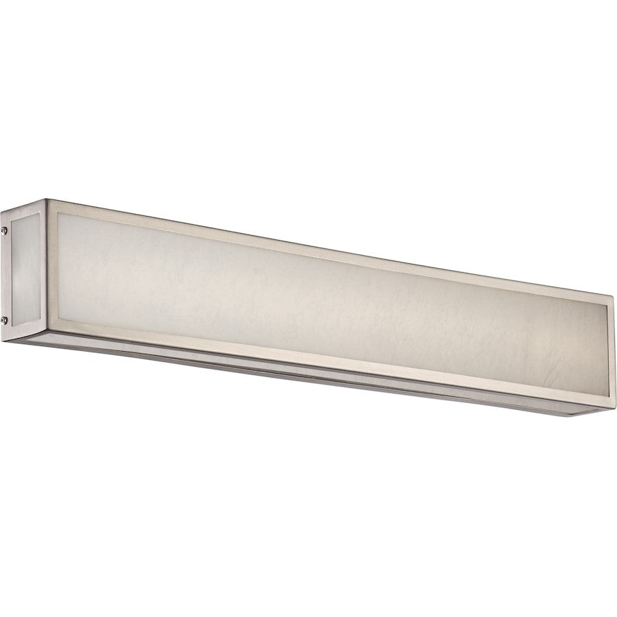 Nuvo Lighting Crate 24in 1-Light Vanity Fixture | Industrial Brushed Nickel and White Acrylic | Bathroom & Powder Room | 24 x 5 x 2.5 in | Model 62-896
