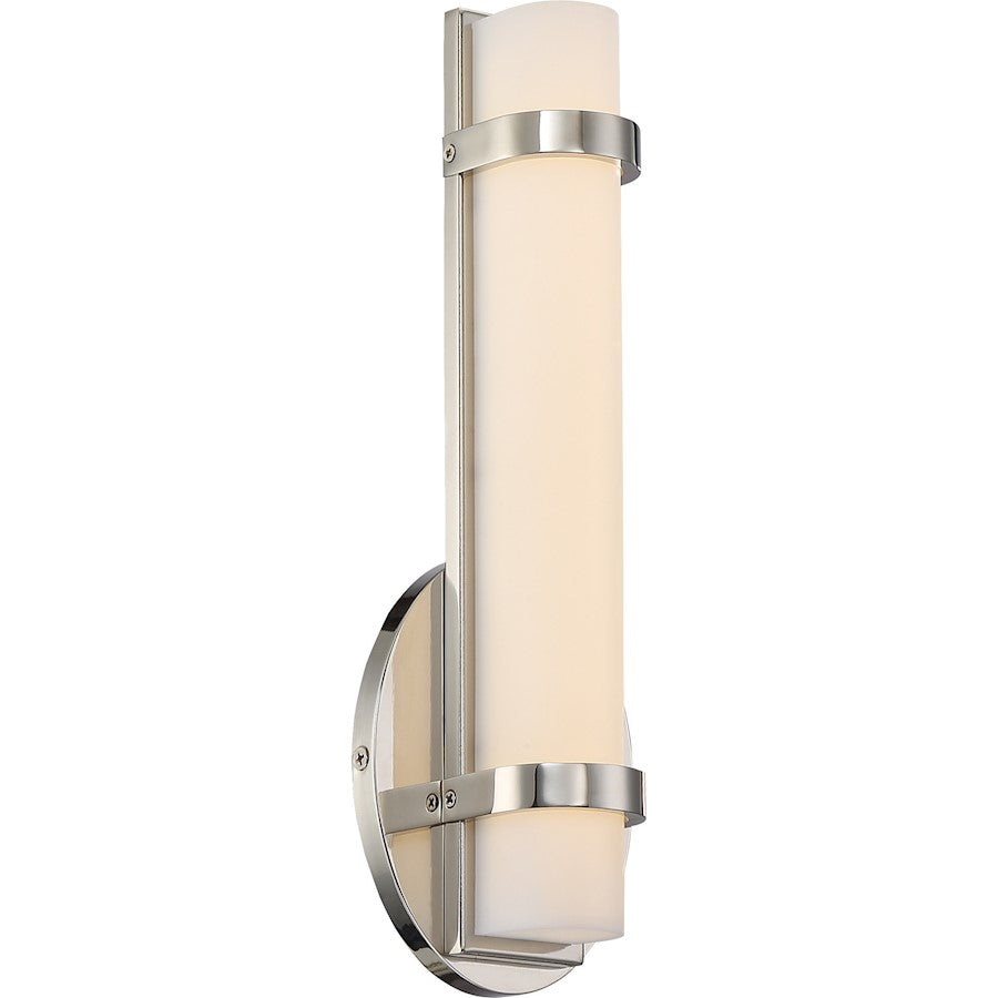 Nuvo Lighting Slice 12in 1-Light LED Wall Sconce | Modern Polished Nickel | Bathroom & Hallway Accent | 1040 Lumens, 3000K, Dimmable | Model 62-931
