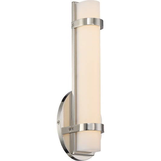 Nuvo Lighting Slice 12in 1-Light LED Wall Sconce | Modern Polished Nickel | Bathroom & Hallway Accent | 1040 Lumens, 3000K, Dimmable | Model 62-931