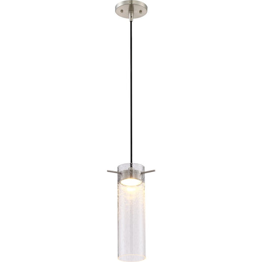 Nuvo Lighting Pulse 10in 1-Light LED Mini Pendant | Modern Brushed Nickel and White Acrylic | Kitchen Island & Breakfast Bar | 950 Lumens | Model 62-951