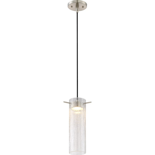 Nuvo Lighting Pulse 10in 1-Light LED Mini Pendant | Modern Brushed Nickel | Kitchen Island & Dining Room | 950 Lumens 3000K Dimmable | Model 62-952