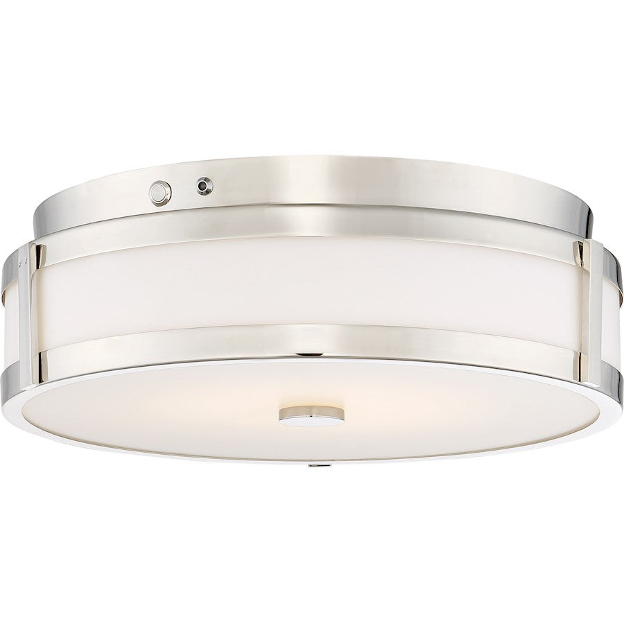 Nuvo Lighting 62-975 20in 1-Light LED Flush Mount | Modern Polished Nickel and White Acrylic | Bathroom & Hallway Ceiling Light | 1660 | Model 62-975
