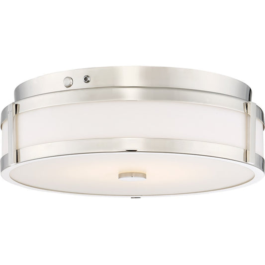 Nuvo Lighting 62-975 20in 1-Light LED Flush Mount | Modern Polished Nickel and White Acrylic | Bathroom & Hallway Ceiling Light | 1660 | Model 62-975
