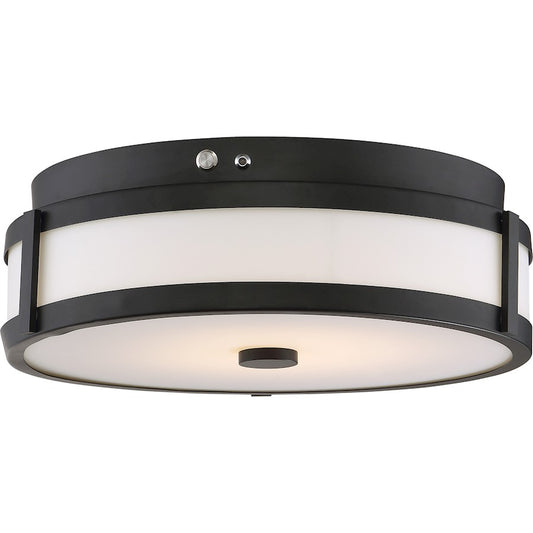 Nuvo Lighting LED EMR 4.38in 1-Light Flush Mount | Utility Aged Bronze | Ceiling & Hallway & Bathroom | 1660 Lumens 3000K Dimmable | Model 62-976