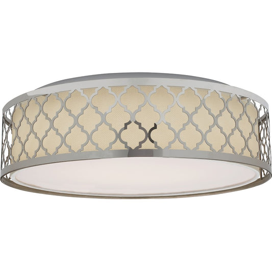 Nuvo Lighting Filigree 14in 1-Light LED Flush Mount | Contemporary Polished Nickel and Acrylic | Bedroom & Hallway Ceiling Light | 1200 | Model 62-989