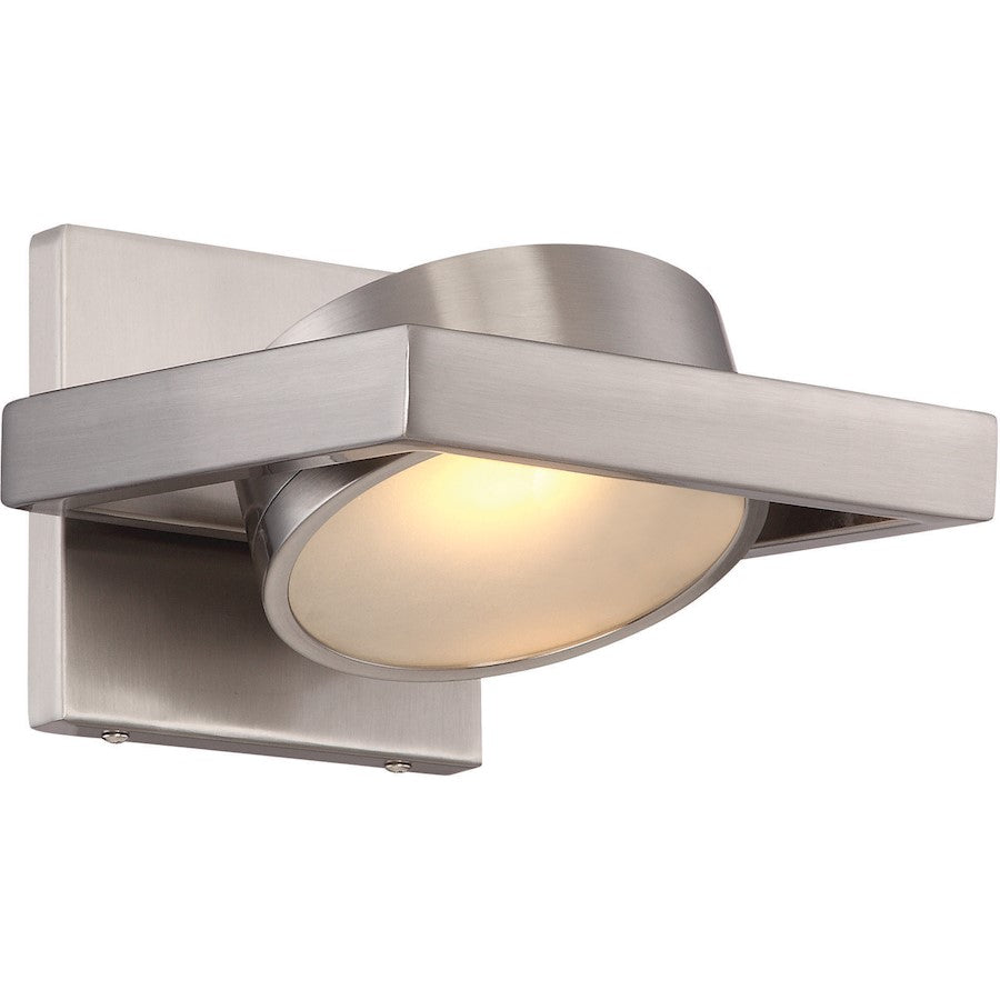 Nuvo Lighting Hawk 6.5in 1-Light LED Wall Sconce | Modern Brushed Nickel | Hallway & Bathroom Accent | 1190 Lumens, 3000K, Dimmable | Model 62-994