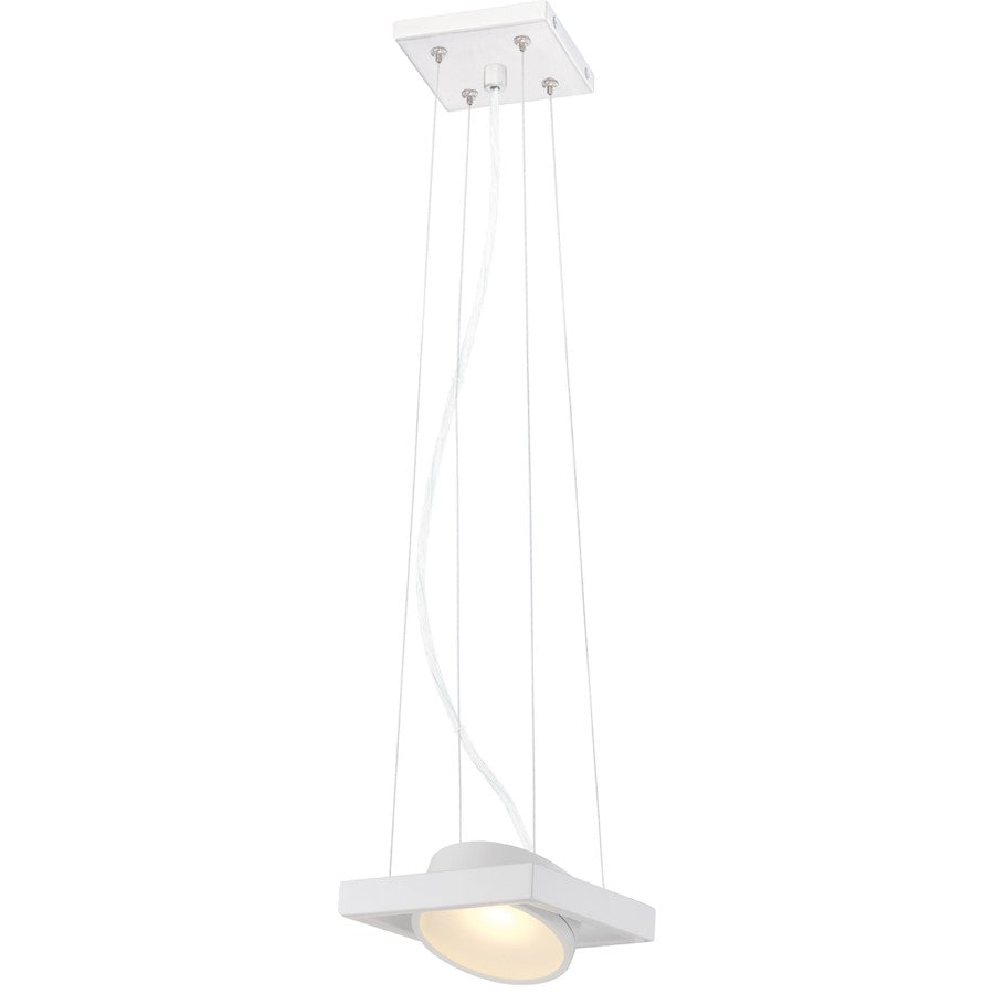 Nuvo Lighting Hawk 6in 1-Light LED Pendant | Modern White Finish | Kitchen Island & Dining Room | 6 x 6 x 2 in | Model 62-995