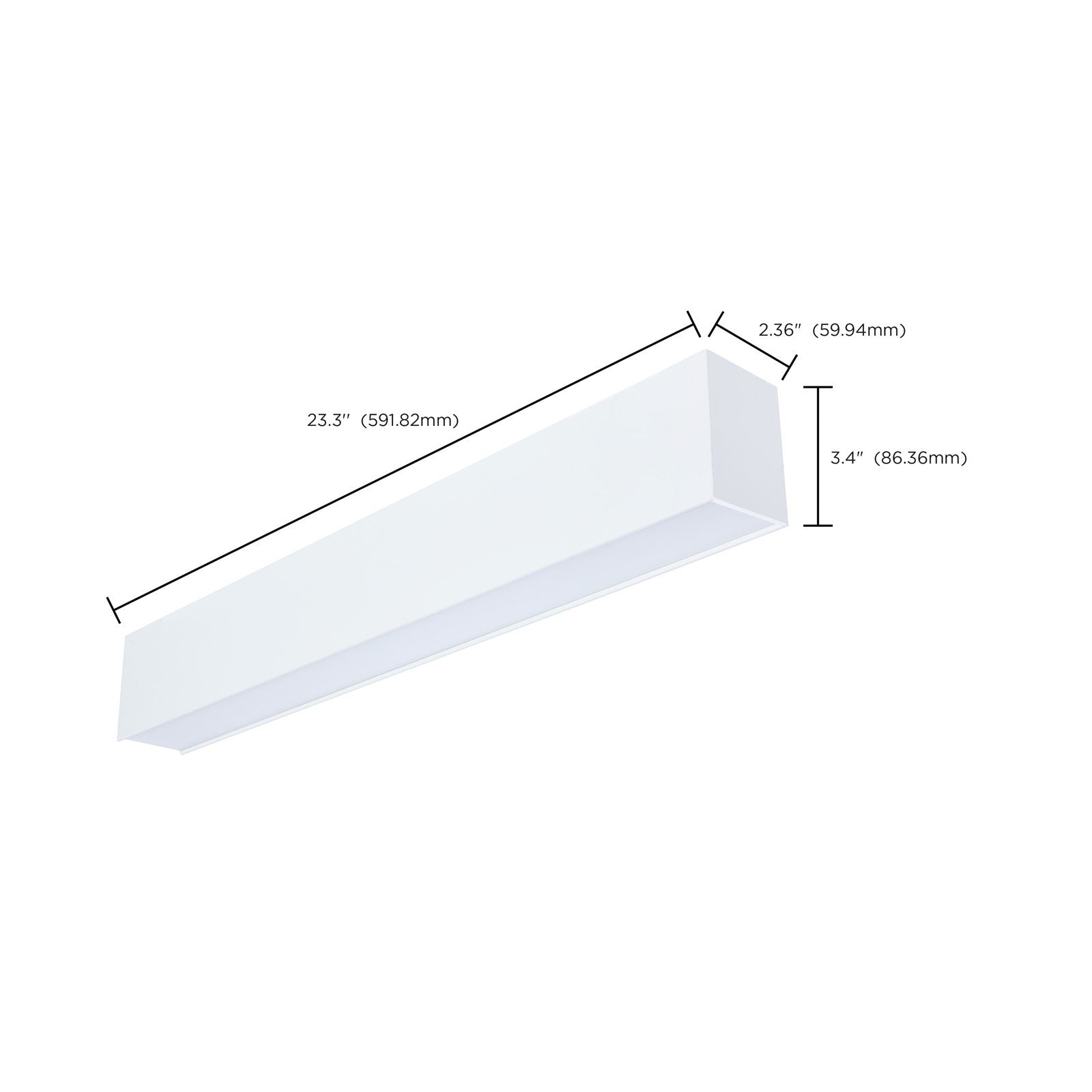 Nuvo Lighting Momentum 2ft LED Linear Strip | Utility White Aluminum | Commercial & Office Lighting | 23.3 x 2.36 x 3.4 in | Model 65-1180