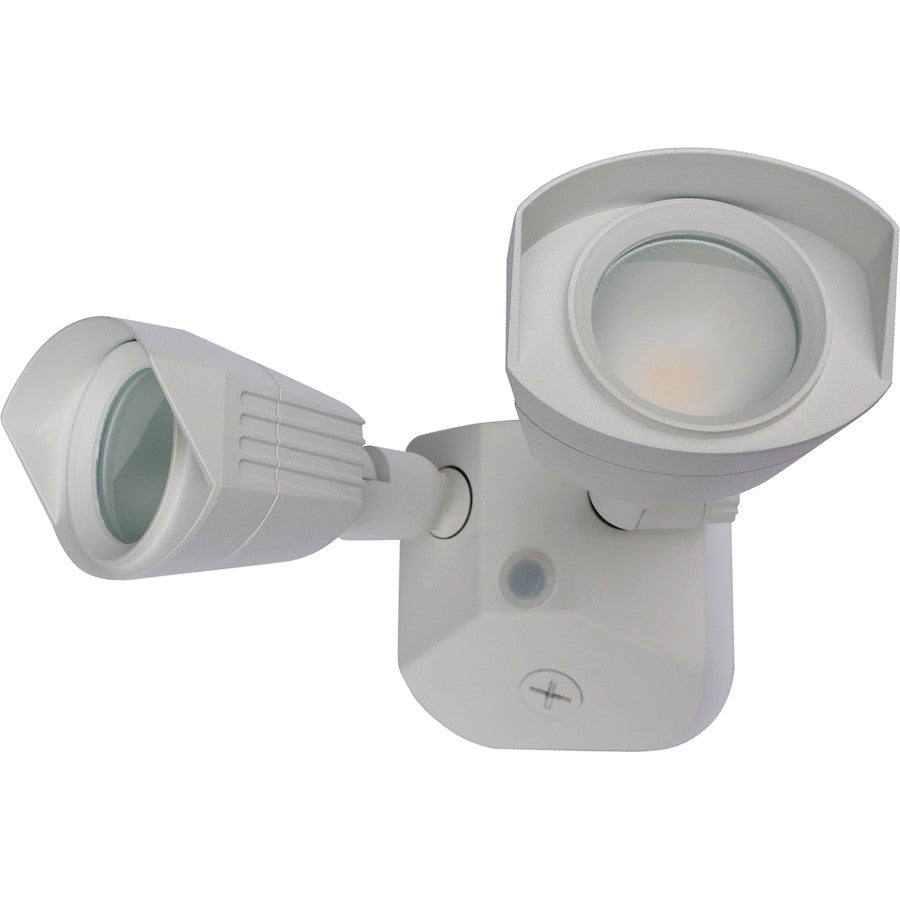 Nuvo Lighting LED Security Light Dual Head White | Utility White Finish | Outdoor Flood & Security Lighting | 1900 Lumens, 20W, 4000K Cool | Model 65-216