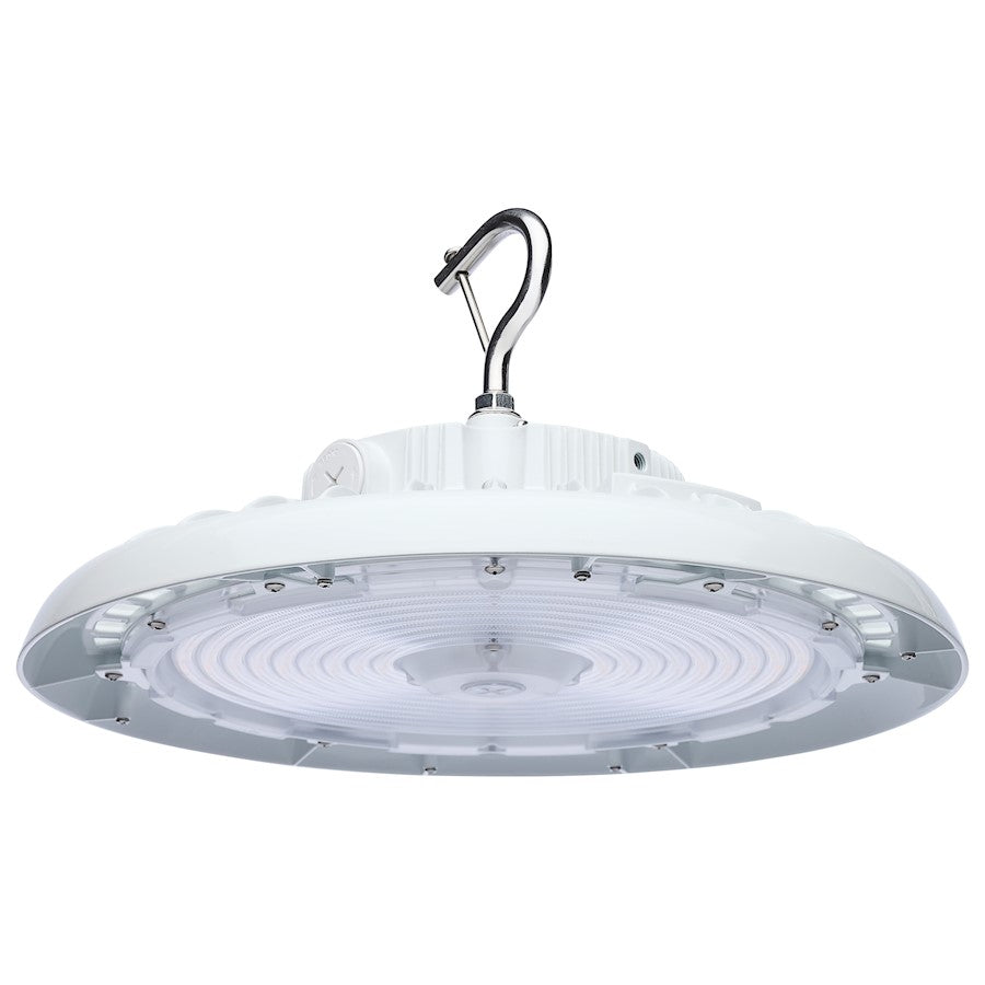 Nuvo Lighting 65-813 13in Round LED High Bay | White Utility Die-Cast Aluminum | Commercial Warehouse & Garage | 150W-200W Selectable | Model 65-813