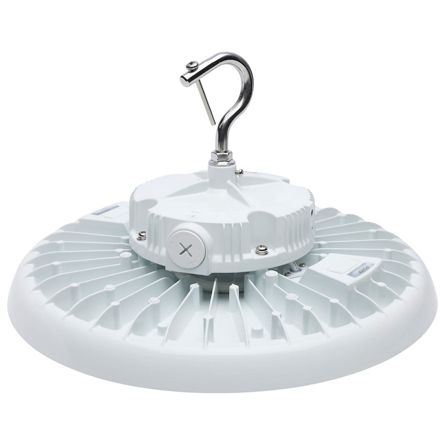Nuvo Lighting 65-813 13in Round LED High Bay | White Utility Die-Cast Aluminum | Commercial Warehouse & Garage | 150W-200W Selectable | Model 65-813
