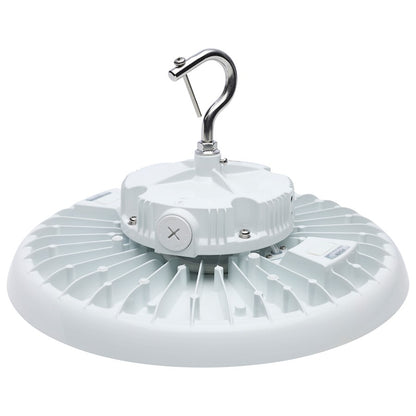 Nuvo Lighting 65-813 13in Round LED High Bay | White Utility Die-Cast Aluminum | Commercial Warehouse & Garage | 150W-200W Selectable | Model 65-813