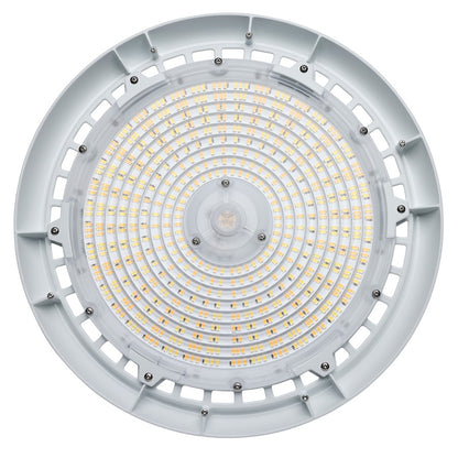 Nuvo Lighting 65-813 13in Round LED High Bay | White Utility Die-Cast Aluminum | Commercial Warehouse & Garage | 150W-200W Selectable | Model 65-813