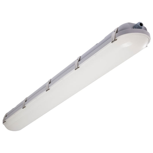 Nuvo Lighting 65-837 47in 3-Wattage Selectable Linear Vapor Proof LED | Utility Gray Polycarbonate | Garage & Warehouse Utility Light | 47 | Model 65-837