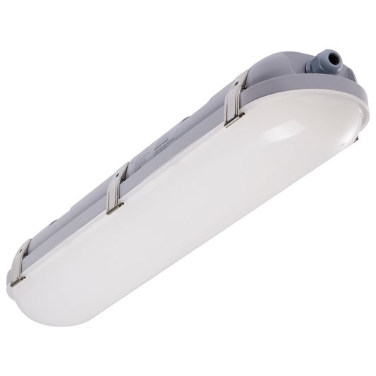 Nuvo Lighting 2ft LED Vapor Proof Fixture | Gray Polycarbonate Utility Light | Garage & Warehouse Wet Location | 20W 2164L 3000K-5000K | Model 65-838