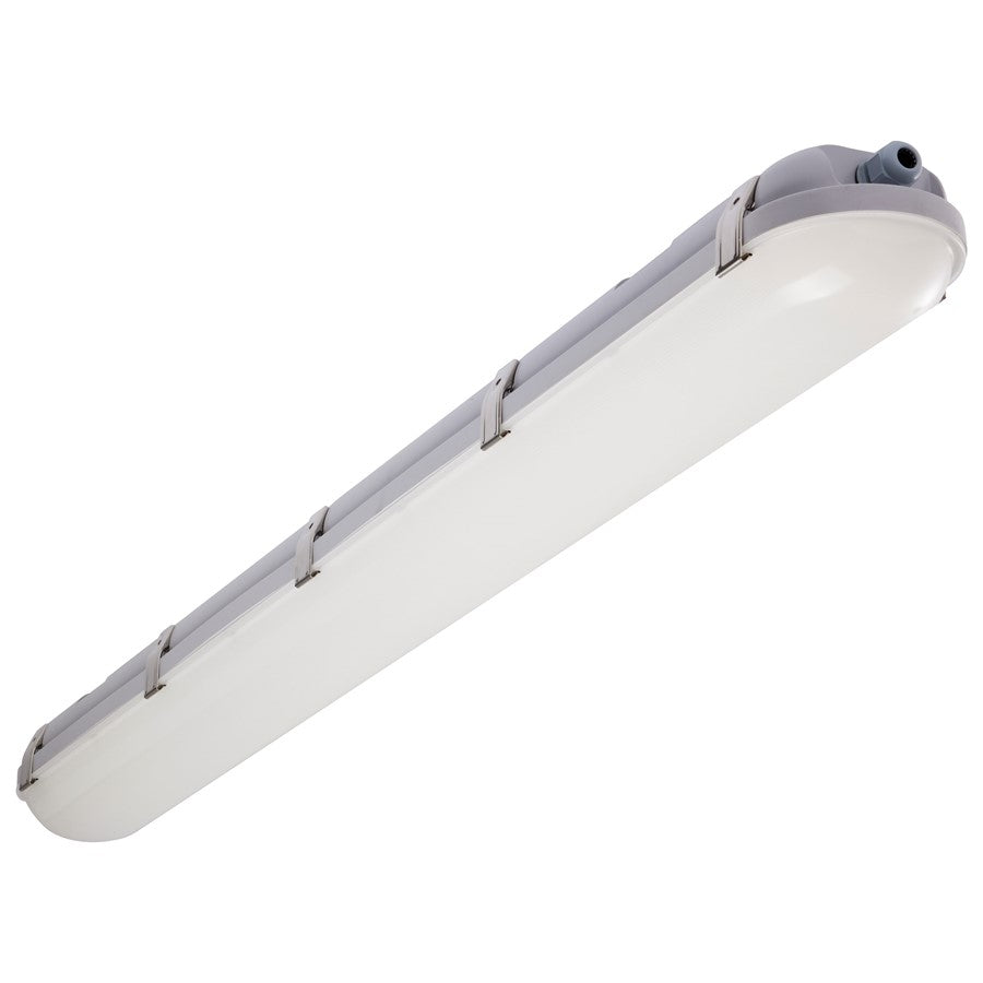 Nuvo Lighting SATCO 4ft LED Vapor Proof Fixture | Utility Gray Polycarbonate with Microwave Sensor | Warehouse & Garage Utility Light | Model 65-839
