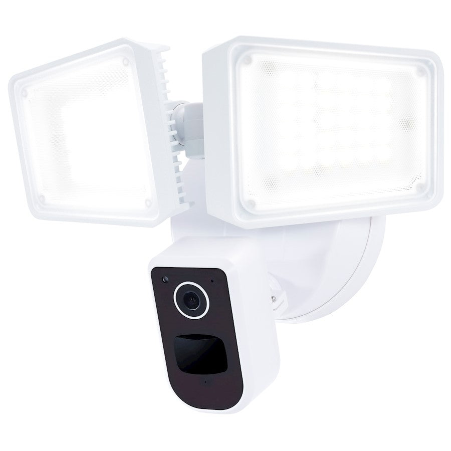 Nuvo 36W Smart Security Flood Light with Camera | White Adjustable Rectangular LED | Outdoor & Driveway Motion-Activated Light | 4150-4500 | Model 65-920