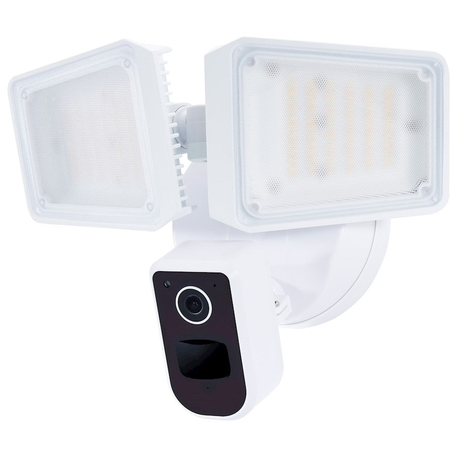 Nuvo 36W Smart Security Flood Light with Camera | White Adjustable Rectangular LED | Outdoor & Driveway Motion-Activated Light | 4150-4500 | Model 65-920