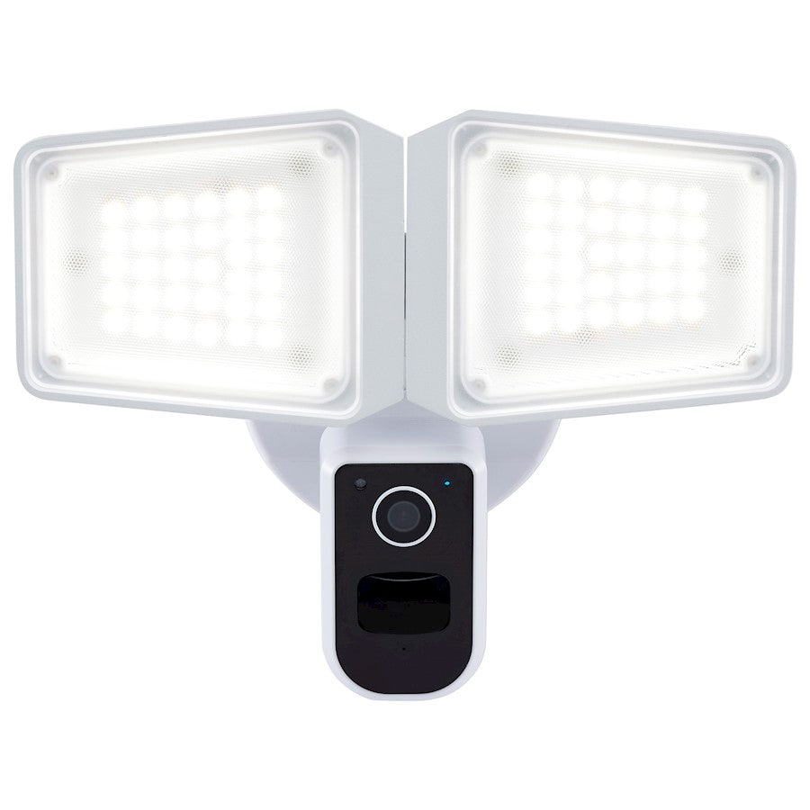 Nuvo 36W Smart Security Flood Light with Camera | White Adjustable Rectangular LED | Outdoor & Driveway Motion-Activated Light | 4150-4500 | Model 65-920