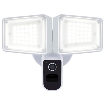 Nuvo 36W Smart Security Flood Light with Camera | White Adjustable Rectangular LED | Outdoor & Driveway Motion-Activated Light | 4150-4500 | Model 65-920