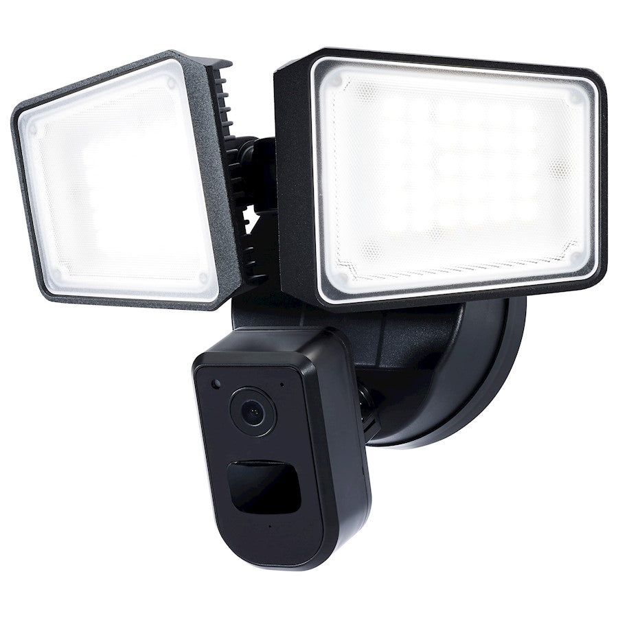 Nuvo Lighting 65-921 36W Smart Security Flood Light with Camera | Black Adjustable Rectangular LED | Outdoor & Perimeter Security | Model 65-921