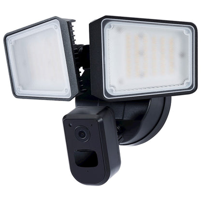 Nuvo Lighting 65-921 36W Smart Security Flood Light with Camera | Black Adjustable Rectangular LED | Outdoor & Perimeter Security | Model 65-921