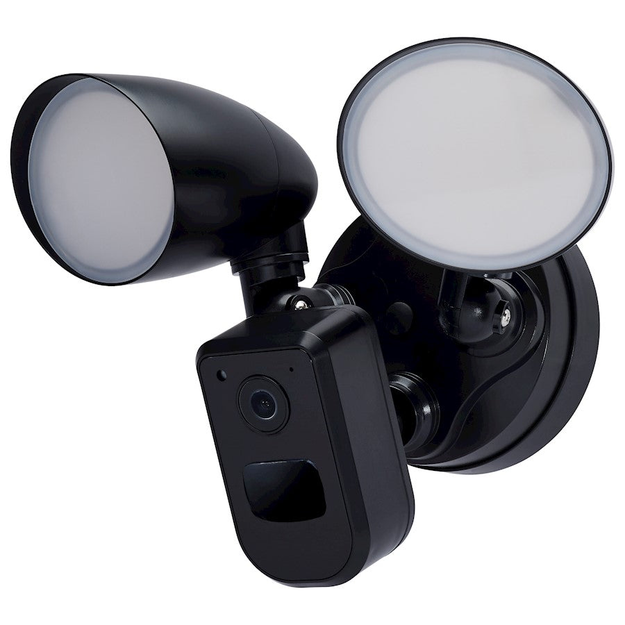 Nuvo Lighting 65-931 20W Smart Security Flood Light with Camera | Black Adjustable Bullet Heads | Outdoor & Driveway Motion Light | 1600 | Model 65-931