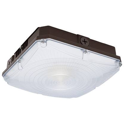 Nuvo Lighting 65-980 8.5in LED Field Selectable Canopy Flush Mount | Utility Bronze Die-Cast Aluminum and Polycarbonate Lens | Covered | Model 65-980