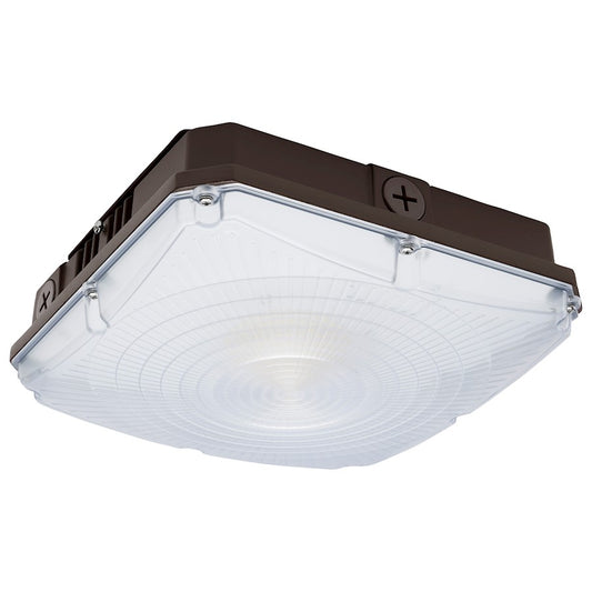 Nuvo Lighting 65-980 8.5in LED Field Selectable Canopy Flush Mount | Utility Bronze Die-Cast Aluminum and Polycarbonate Lens | Covered | Model 65-980