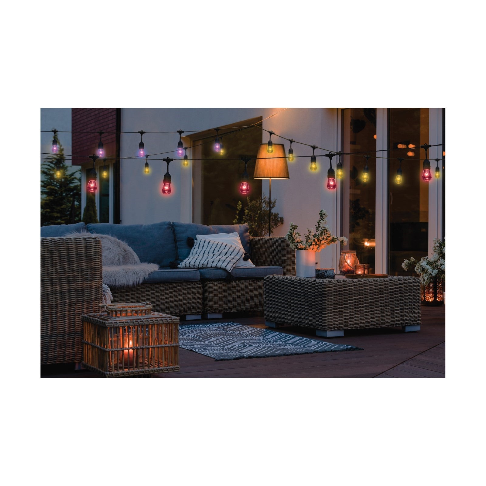 Nuvo Lighting Starfish S11191 48ft LED String Light | Decorative Black Acrylic S14 Bulbs | Patio & Party Lighting | RGBTW Smart App | Model S11191