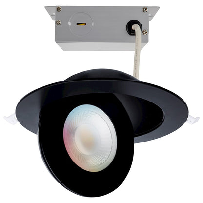Nuvo Lighting STARFISH 6in 15W LED Smart Downlight | Utility Black Trim | Kitchen & Living Room Recessed Light | 1200 Lumens, 2700K-5000K + | Model S11296